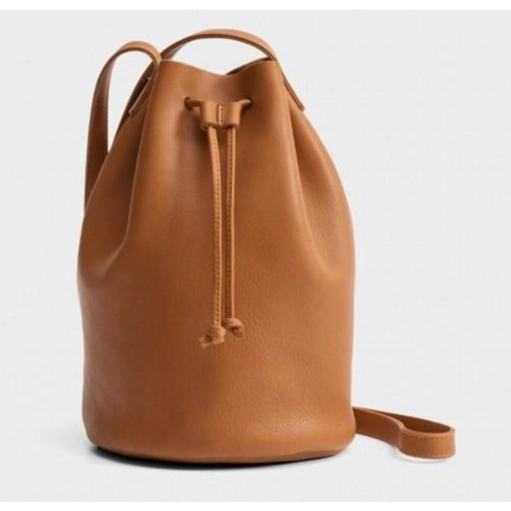 Baggu brown leather bucket bag